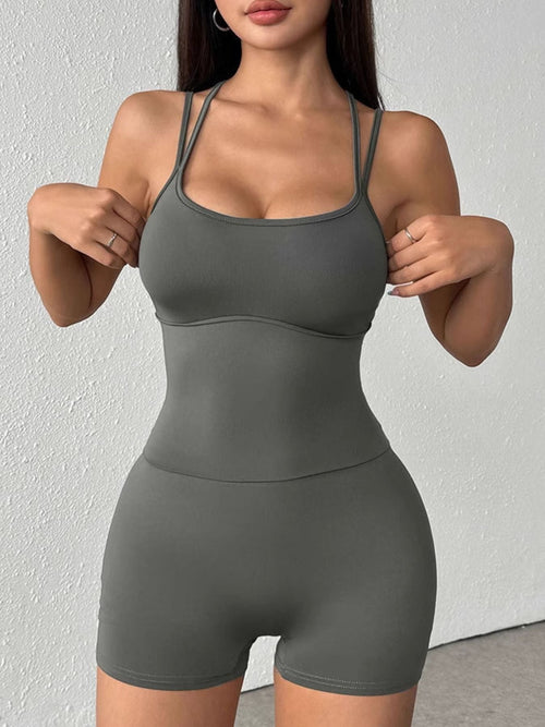Double Spaghetti Strap Active Romper